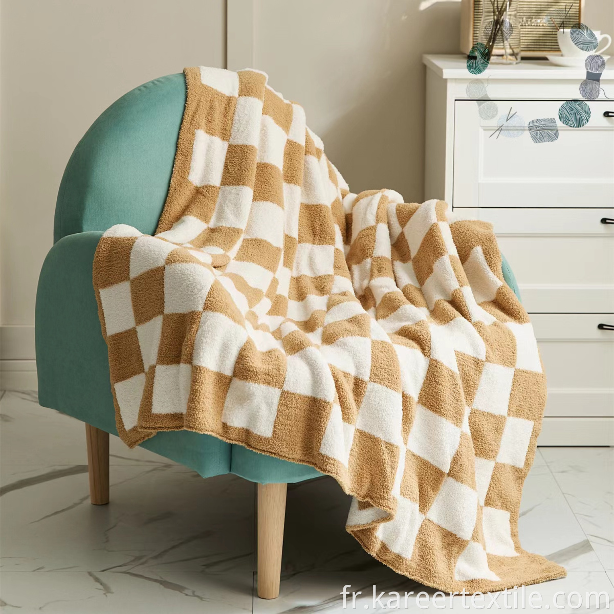 Géométrique simple en damier simple en tricot léger et à la couverture confortable pour canapé pour canapé chambre adultes enfants